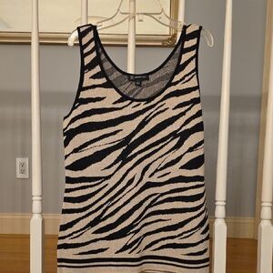 INC International Concepts Zebra Print Tank Top - Black and Gold Shimmer